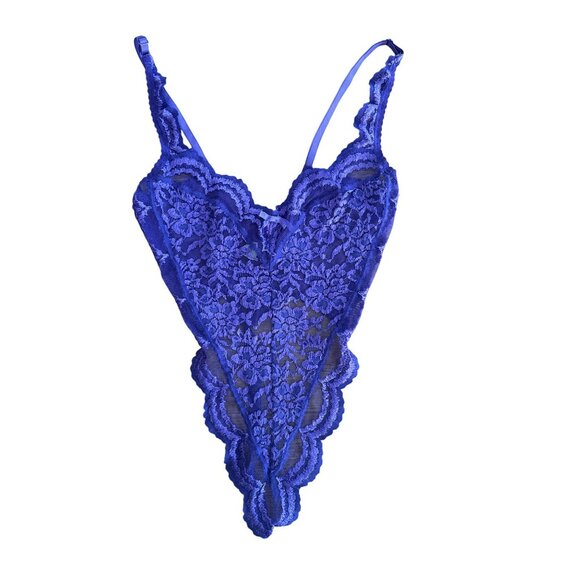 Victoria's Secret Other - Vintage Victorias Secret Purple Lace Mesh Teddy Lingerie Size Small Thong 80s